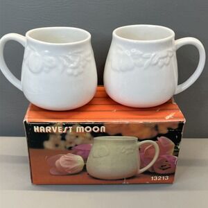 Harvest Moon by Citation Mugs Embossed 13213 Fruit Vine Flowers Set 2
